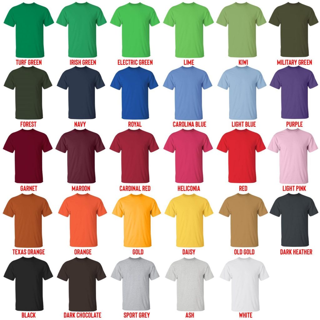 t shirt color chart - Chococat Shop