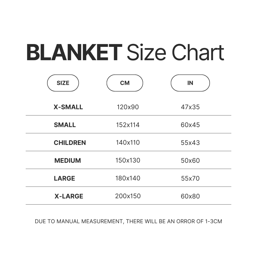 Blanket Size Chart - Chococat Shop